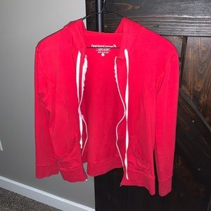 Red zip up jacket